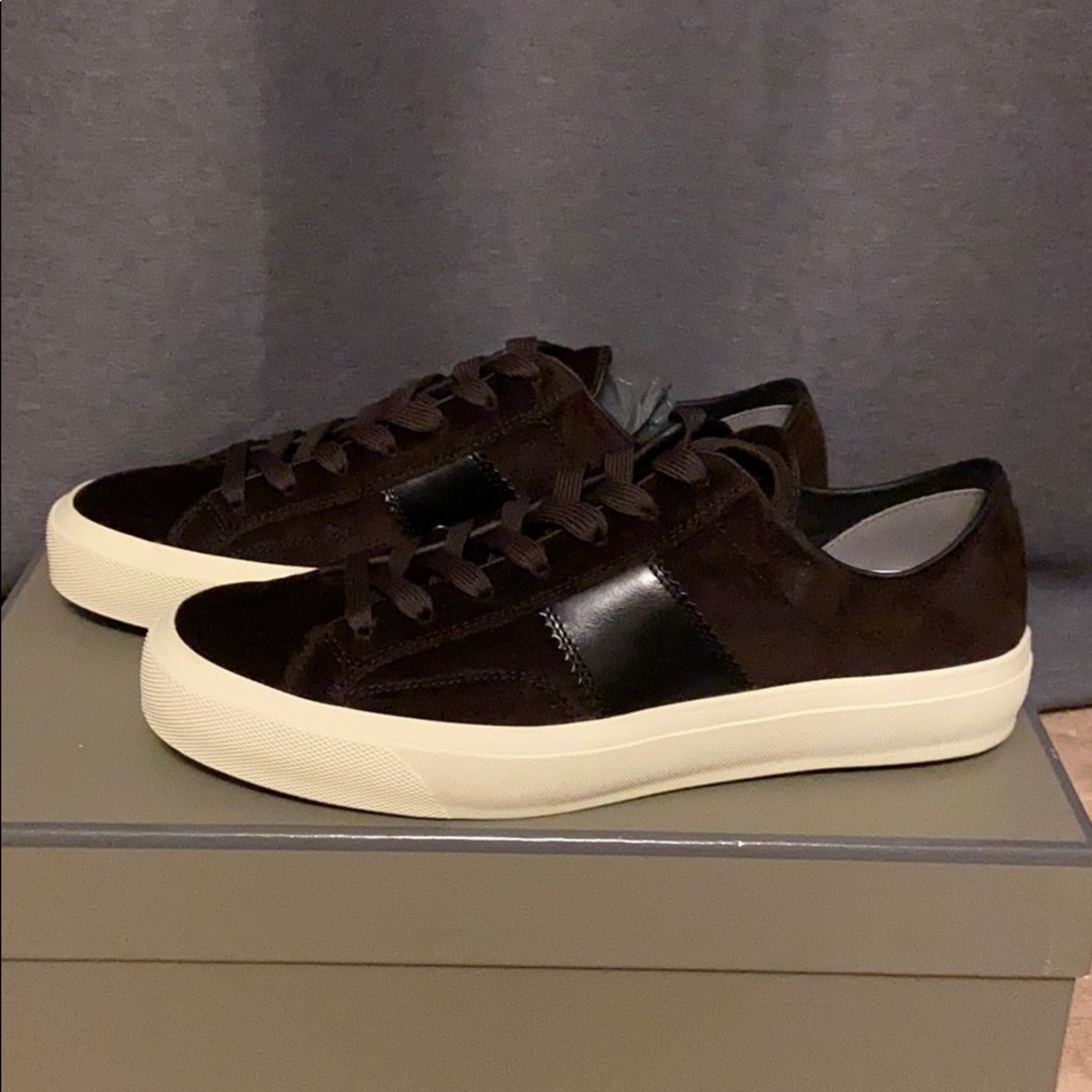 Tom Ford Velvet Cambridge sneakers chocolate 7.5